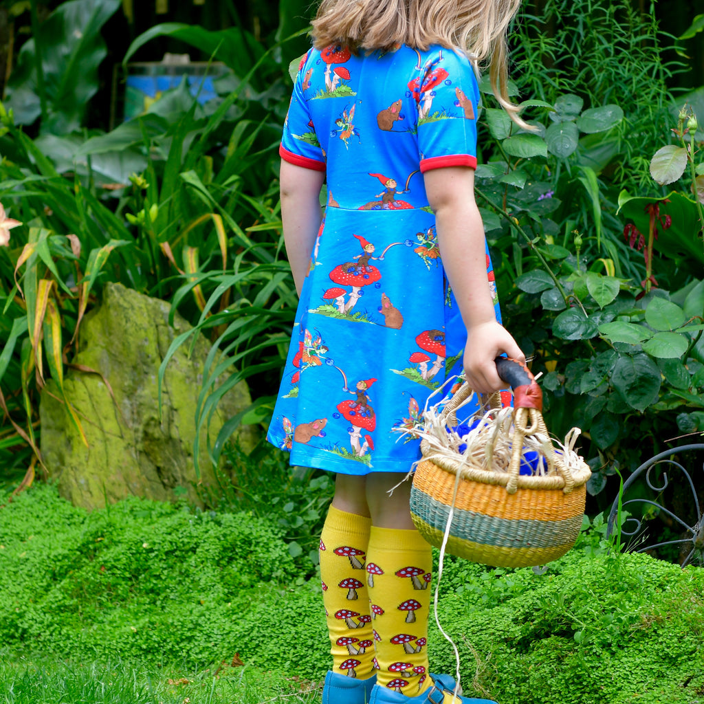 Basil the Curious Gnome | Short sleeve twirl dress