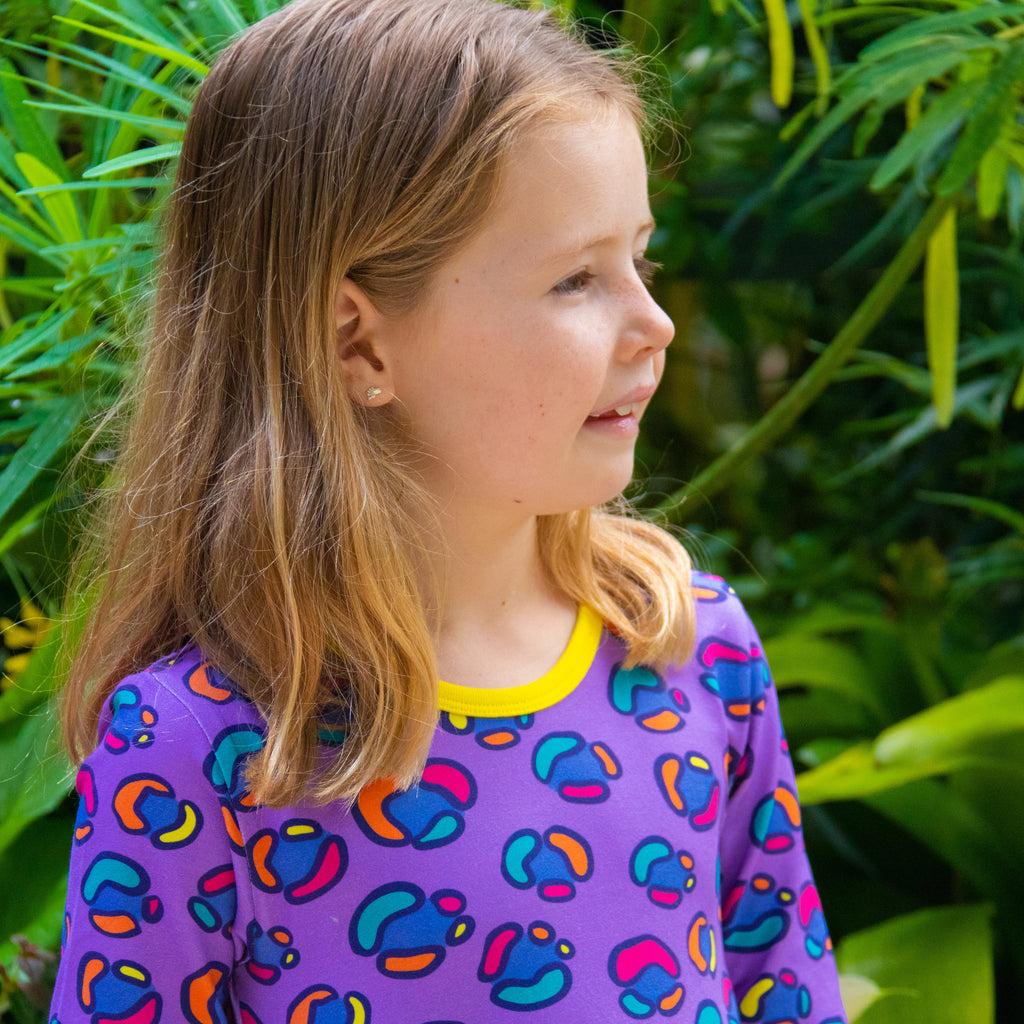 Rainbow Leopard spots | Long sleeve Babydoll dress