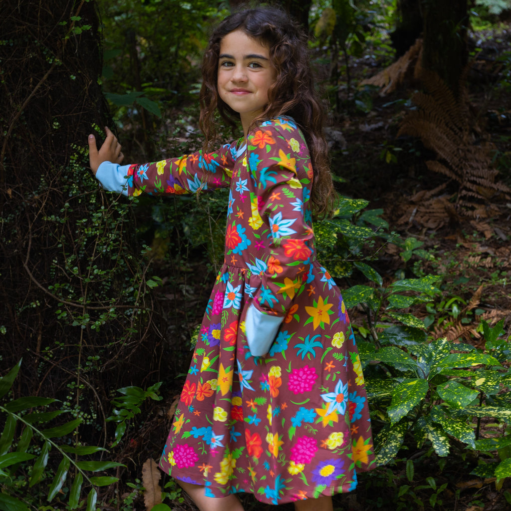 Jungle Bouquet | Babydoll dress long sleeve